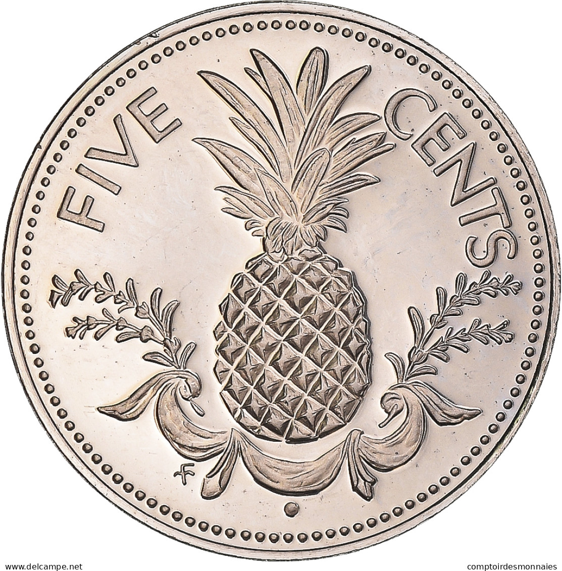 Monnaie, Bahamas, Elizabeth II, 5 Cents, 1975, Franklin Mint, U.S.A., Proof - Bahamas