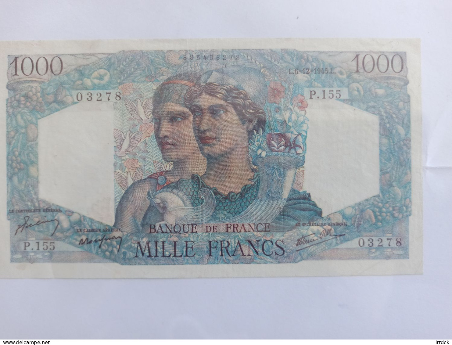 Billet Banque De France 1000 Francs Minerve Et Hercule 06/12/1945 - 1 000 F 1945-1950 ''Minerve Et Hercule''