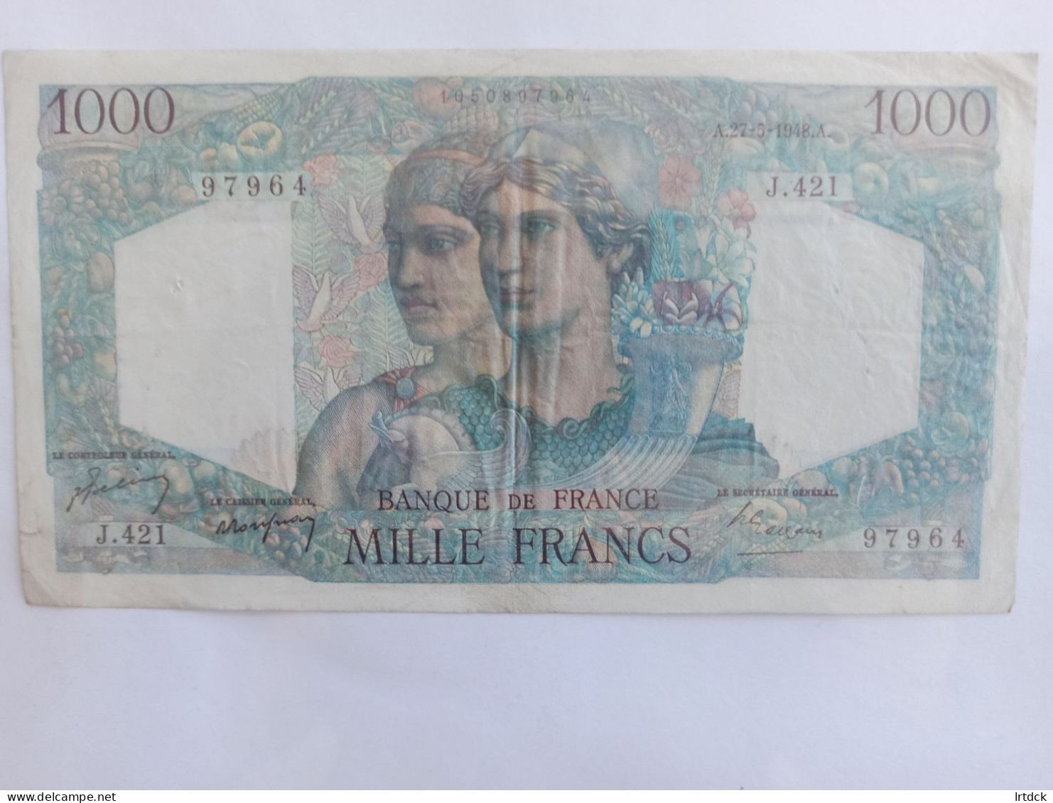 Billet Banque De France 1000 Francs Minerve Et Hercule 27/05/1948 - 1 000 F 1945-1950 ''Minerve Et Hercule''