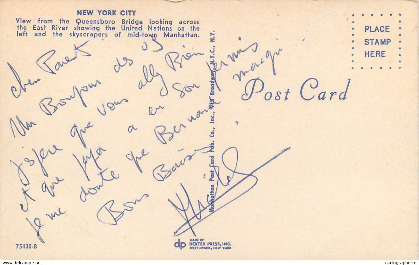 Postcard USA United States Ny New York Queensboro Bridge East River - Queens
