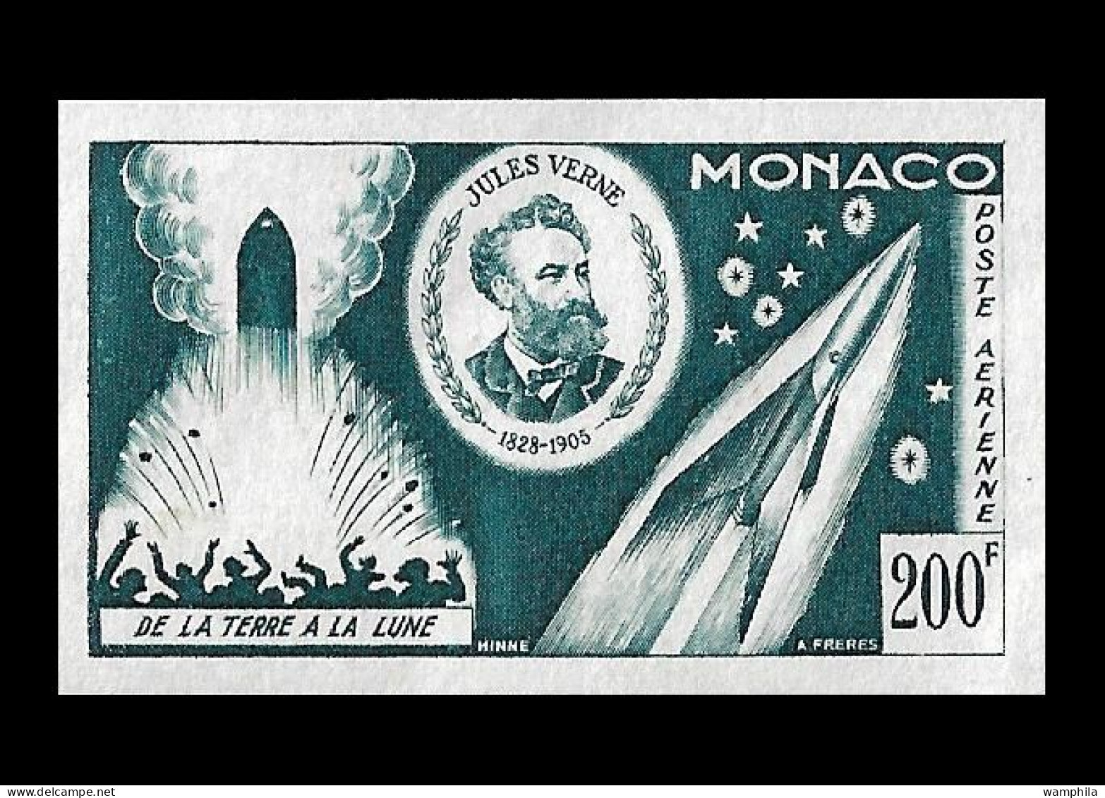 Monaco Poste Aérienne N°60** Non Dentelé, Essai De Couleur. Jules Verne .RARE. - Varietà