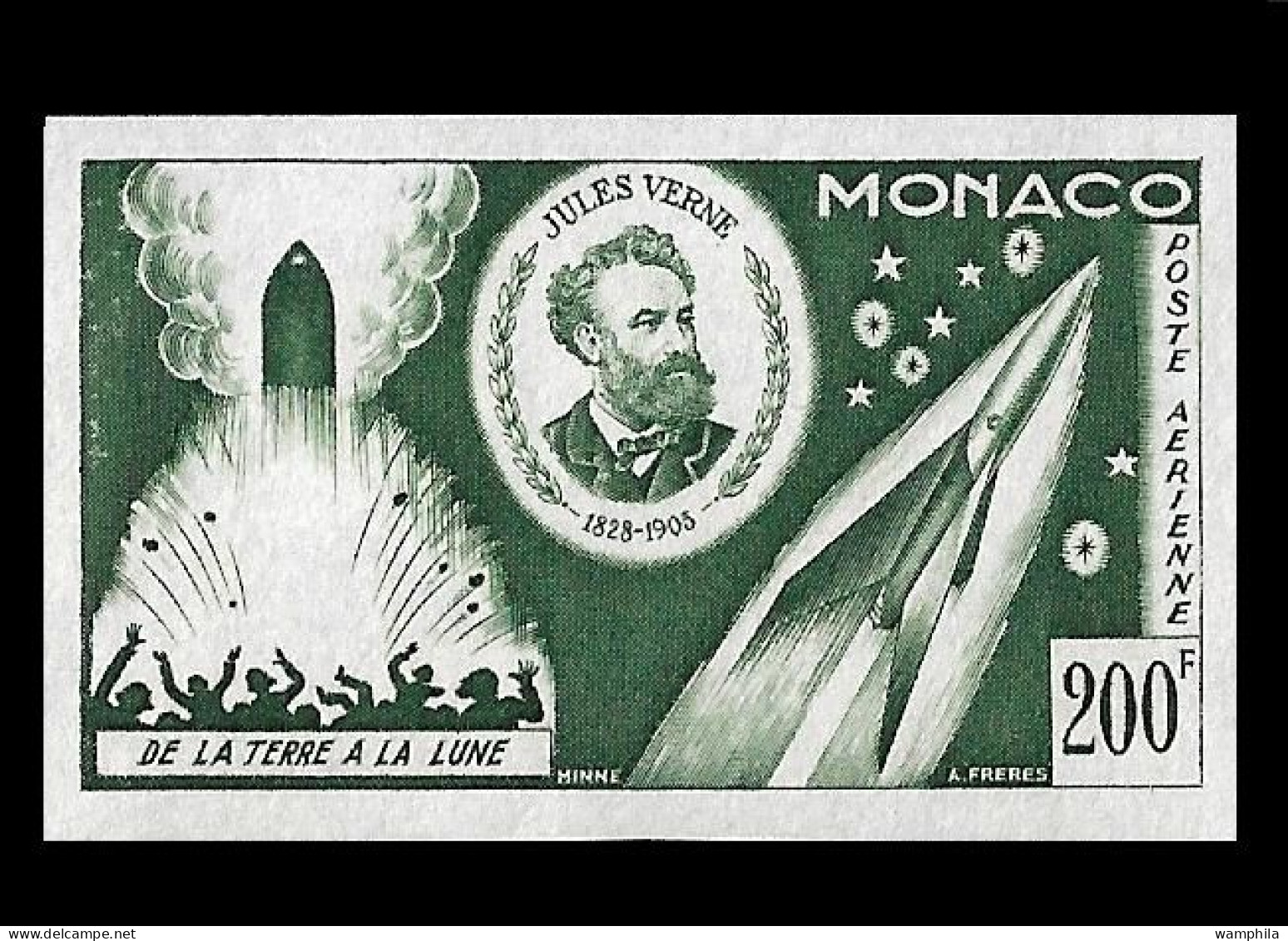 Monaco Poste Aérienne N°60** Non Dentelé, Essai De Couleur. Jules Verne .RARE. - Errors And Oddities