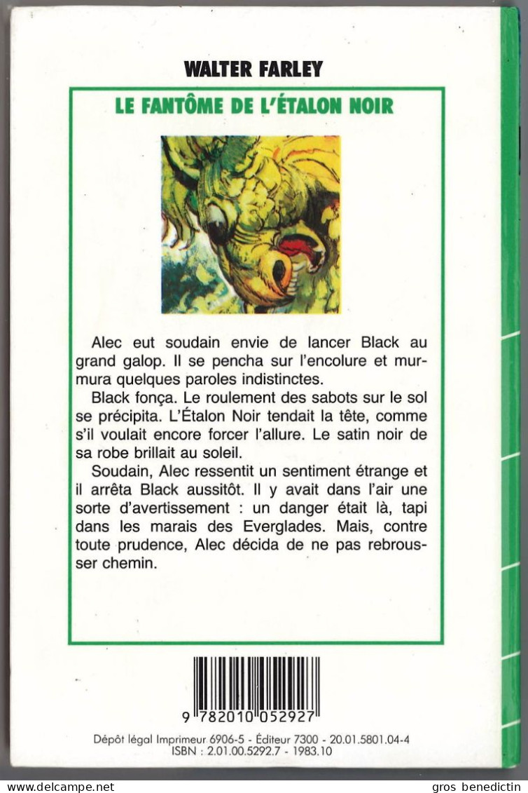 Hachette - Bibliothèque Verte - Walter Farley - "Le Fantôme De L'Etalon Noir" - 1983 - #Ben&Farley - Bibliothèque Verte