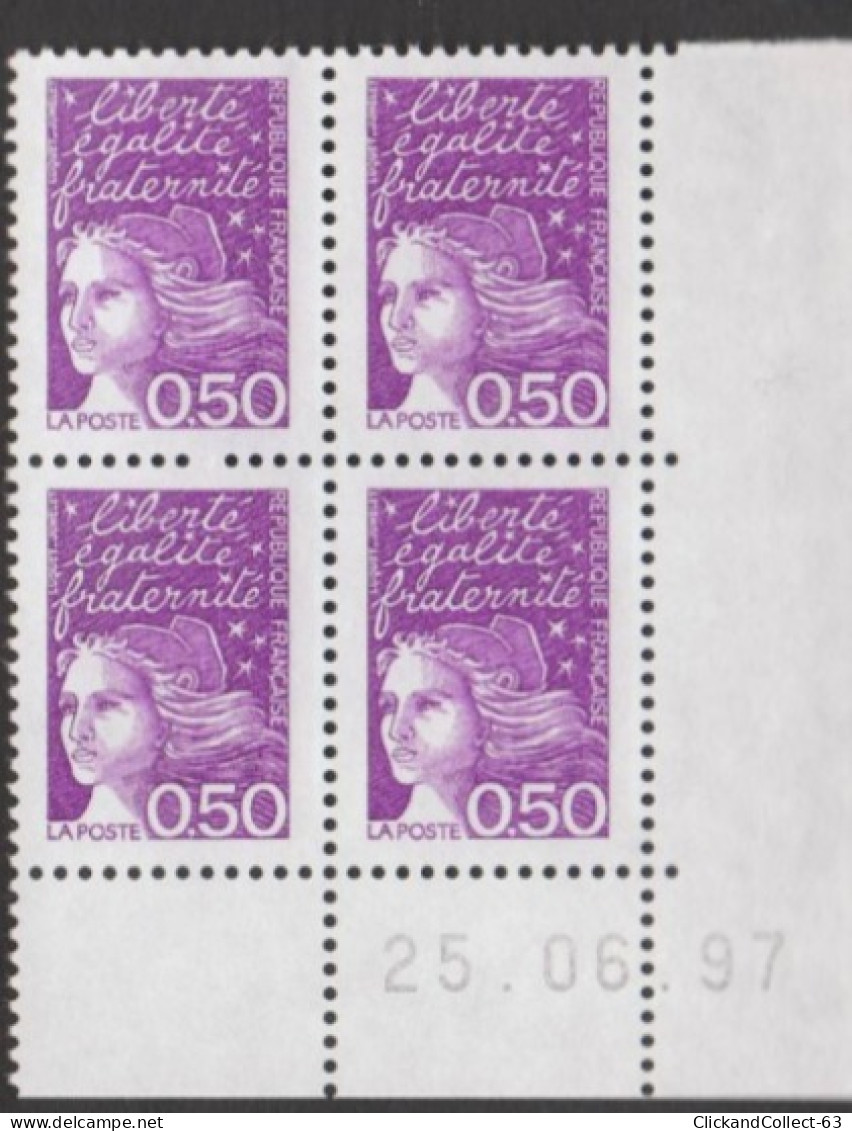Variété Taches Phospho 4 Timbres Sur Coins Datés 25/6/97 Marianne LUQUET 3088 SUPERBE ** - Unused Stamps