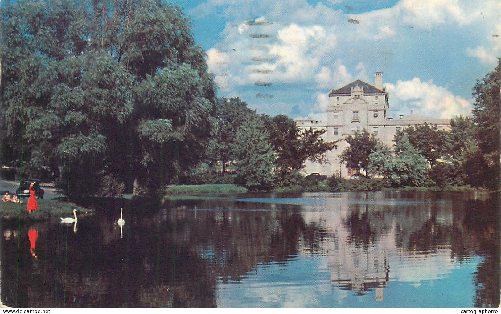 Postcard USA United States IA - Iowa > Ames Lake Laverne And The Memorial Union 1955 - Ames