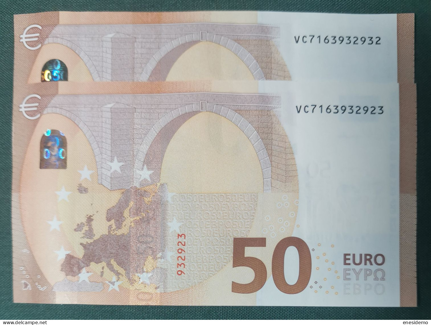 50 EURO SPAIN 2017 LAGARDE V025A2 VC CORRELATIVE COUPLE RADAR 2 SC FDS UNCIRCULATED PERFECT - 50 Euro