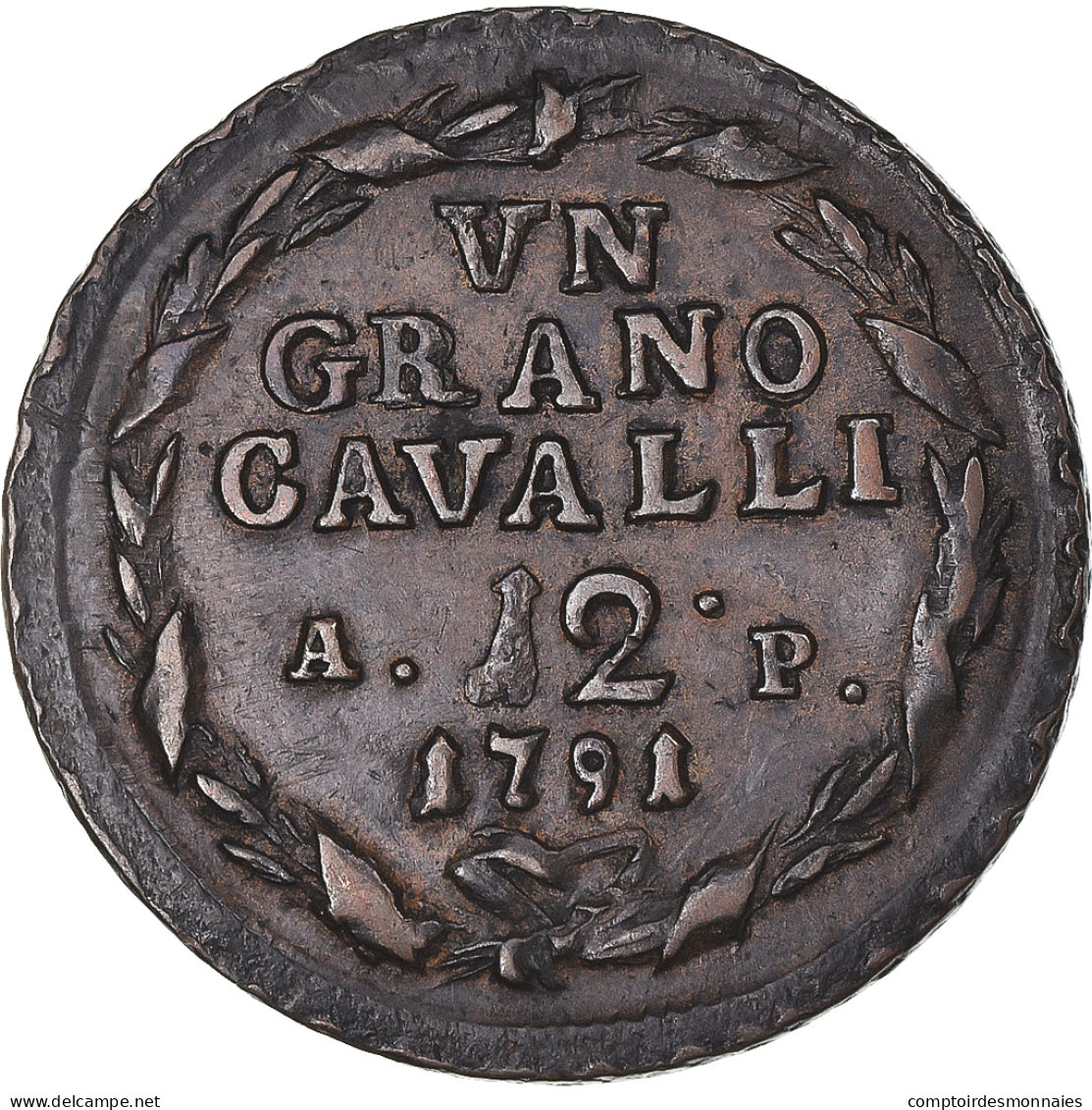 Monnaie, États Italiens, NAPLES, Ferdinando IV, Grano, 1791, Naples, TB+ - Napoli & Sicilia