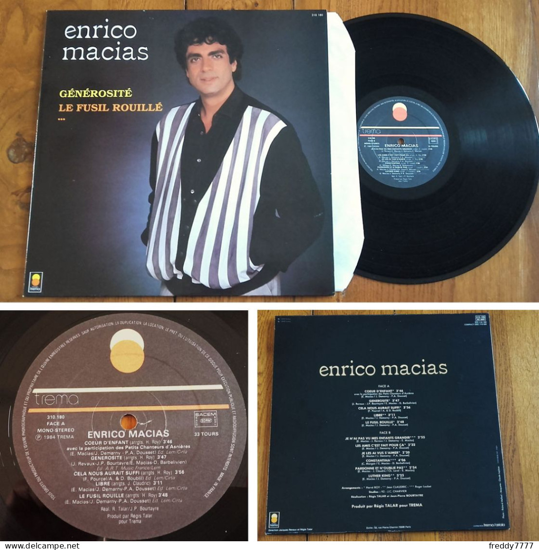 RARE French LP 33t RPM (12") ENRICO MACIAS «Générosité» (1984) - Collector's Editions