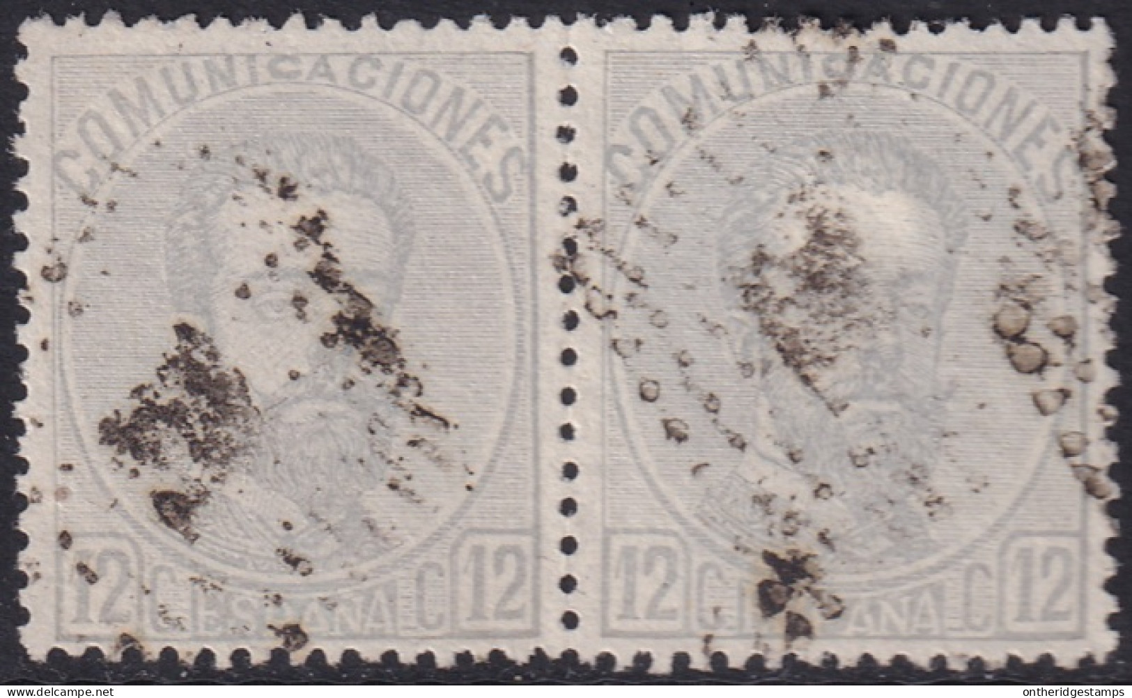 Spain 1873 Sc 181 Espana Ed 122 Pair Used Rombo De Puntos Cancel - Used Stamps