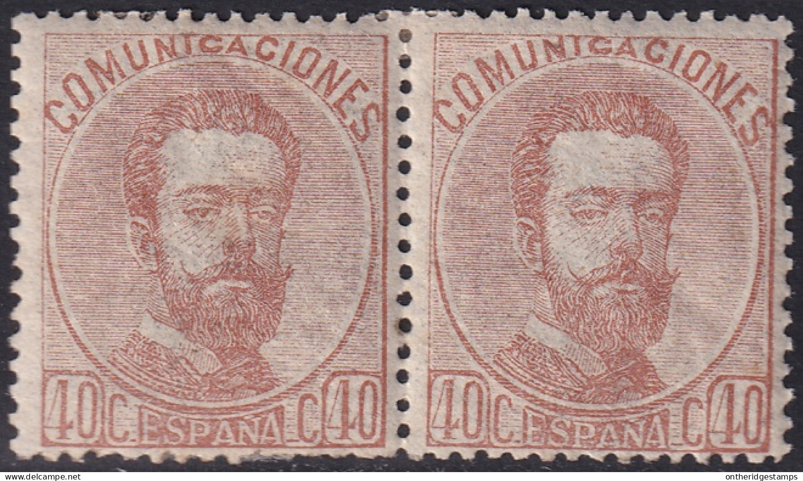 Spain 1872 Sc 185 Espana Ed 125 Pair MH* Disturbed Gum - Ungebraucht