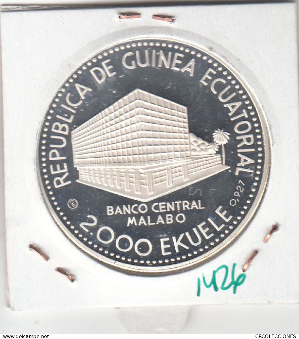 CR1426 MONEDA GUINEA ECUATORIAL 2000 EKUELE PLATA 1980 PROOF - Guinée Equatoriale