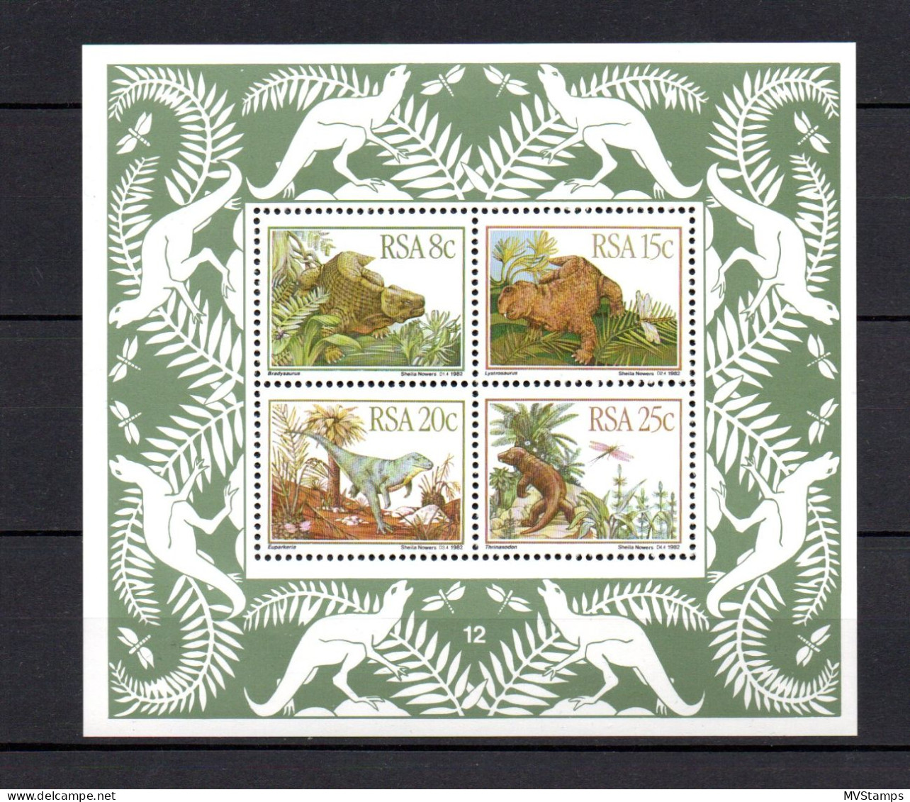 South Africa 1982 Sheet Prehistoric/dinosaurs Stamps (Michel Block 14) MLH - Nuovi