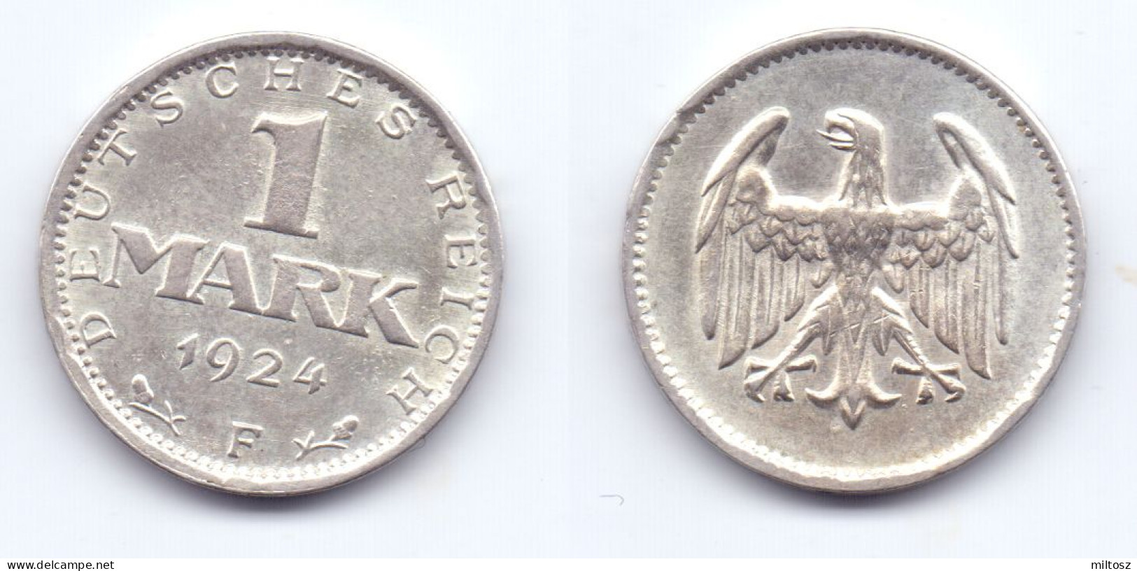 Germany 1 Mark 1924 F - 1 Mark & 1 Reichsmark