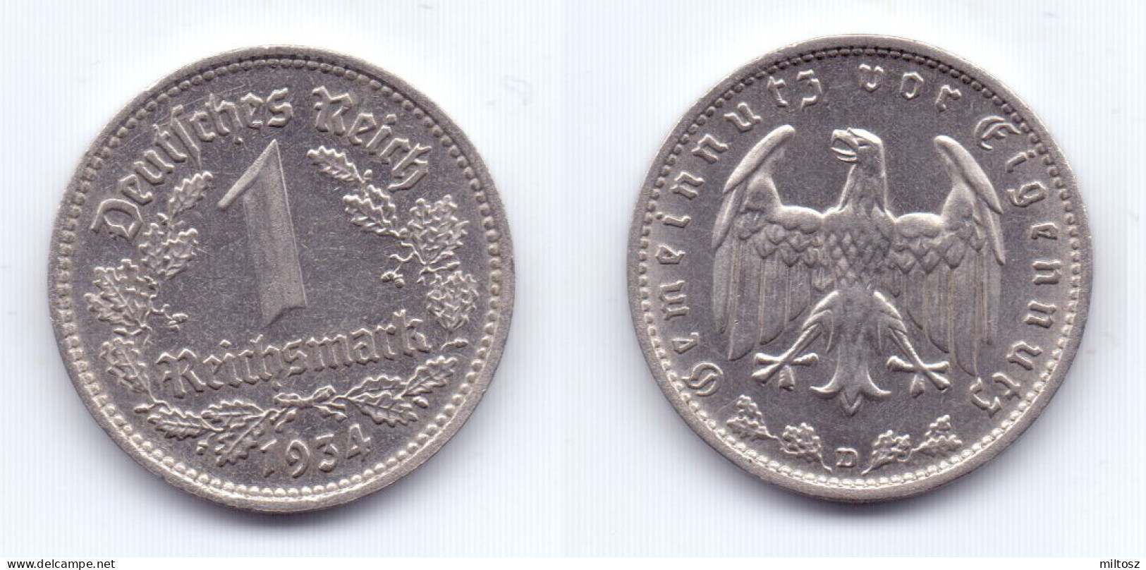 Germany 1 Reichsmark 1934 D - 1 Reichsmark