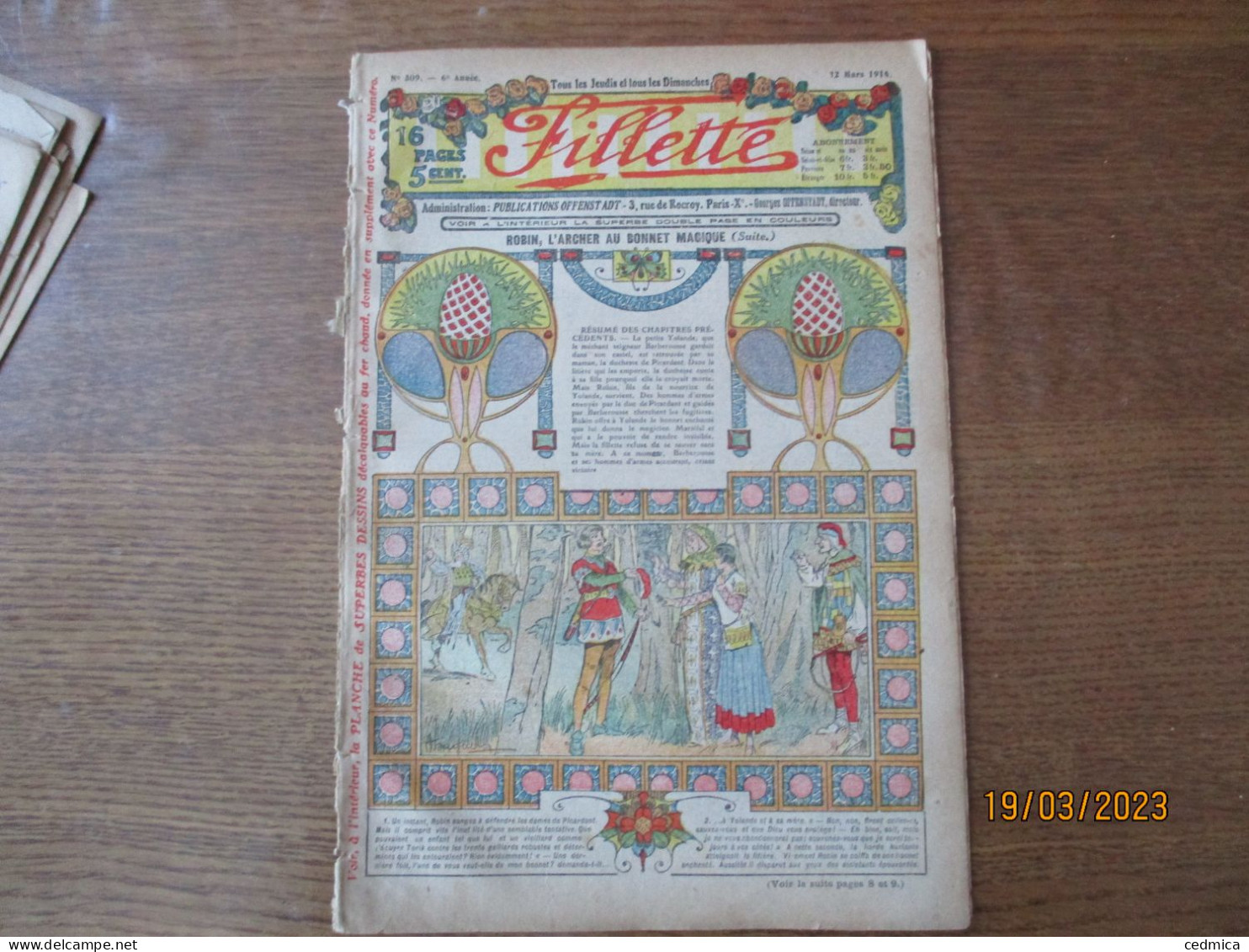 FILLETTE  DU 12 MARS 1914 N°309 - Fillette