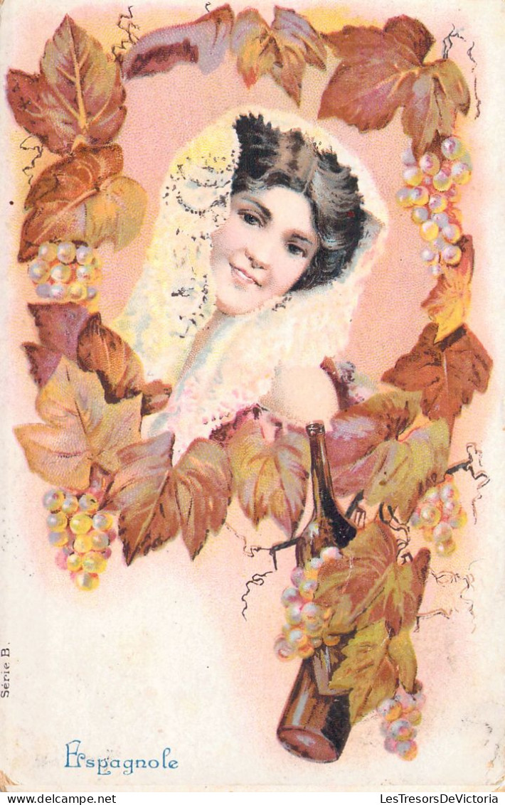 ESPAGNE - Illustration Femme ESPAGNOLE - Vin Raisin - Carte Postale Ancienne - Sonstige & Ohne Zuordnung