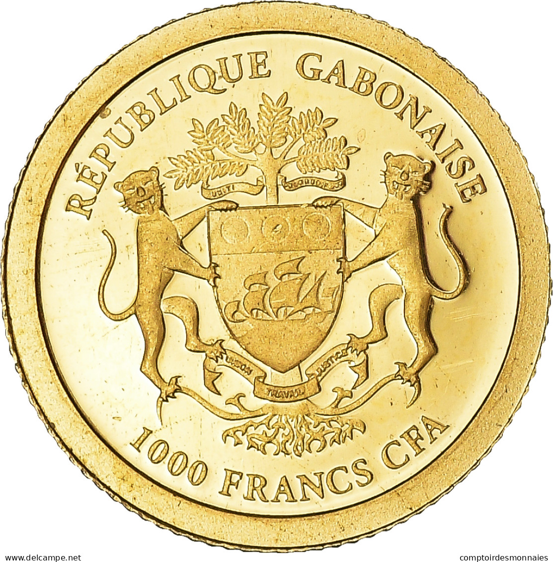 Monnaie, Gabon, Jean Paul II, 1000 Francs CFA, 2014, Paris, BE, FDC, Or - Gabun