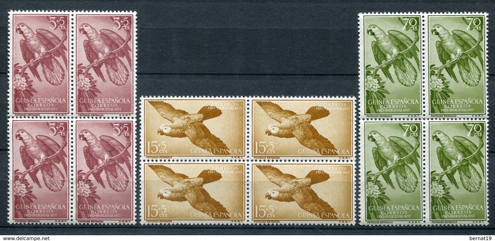 Guinea Española 1957. Edifil 365-67 X 4 ** MNH. - Guinea Española