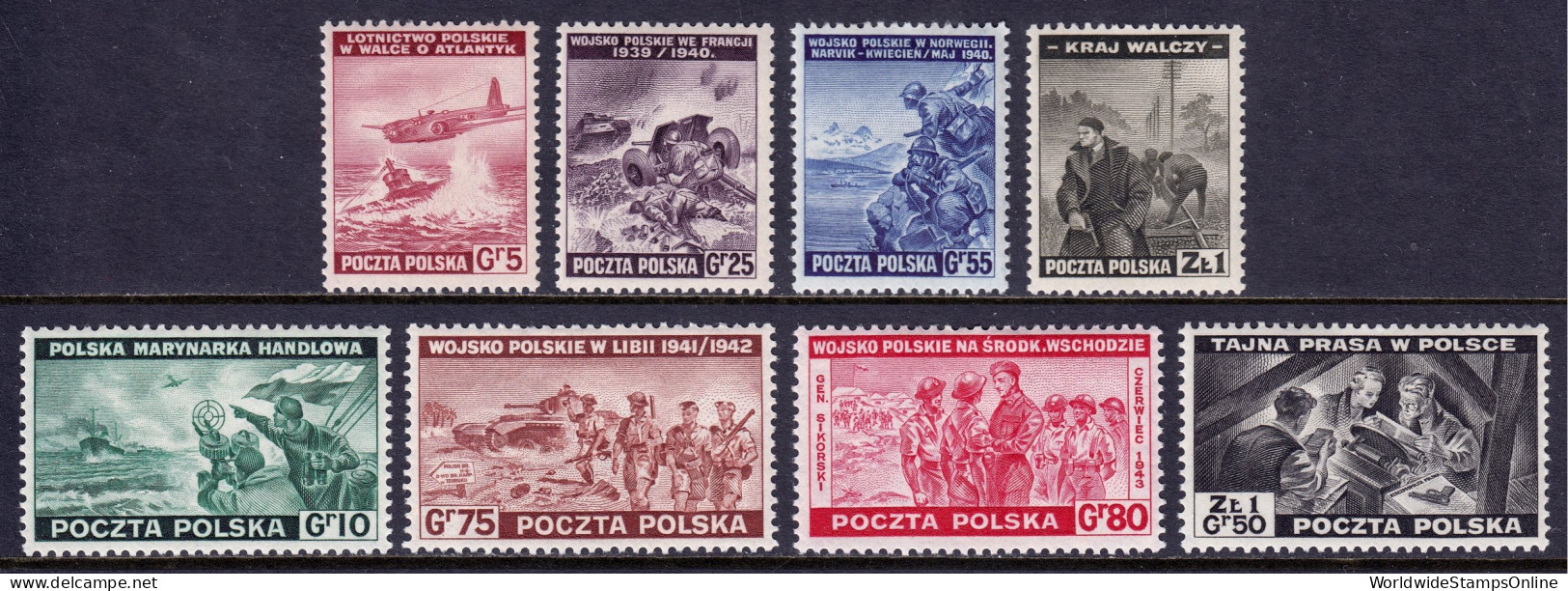 Poland - Scott #3K9-#3K16 - MH - SCV $13 - Governo Di Londra (esilio)