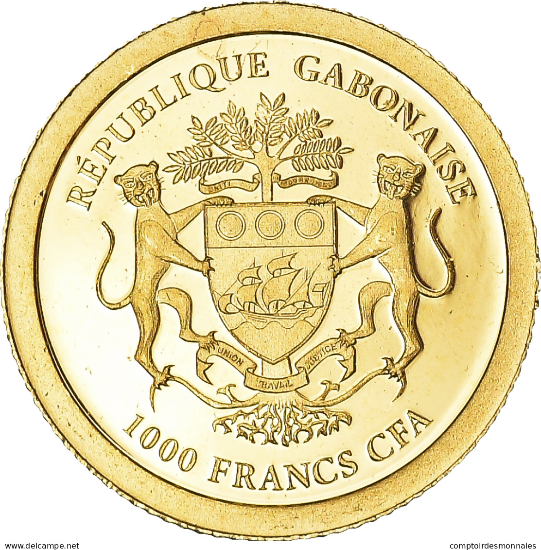 Monnaie, Gabon, 1000 Francs CFA, 2013, General De Gaulle. BE, FDC, Or - Gabun