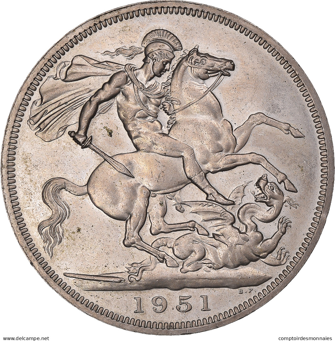 Monnaie, Grande-Bretagne, George VI, 5 Shillings, 1951, TTB+, Cupro-nickel - L. 1 Crown