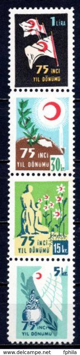 1952 TURKEY 75TH YEAR OF THE TURKISH RED CRESCENT ASSOCIATION MINT WITHOUT GUM - Charity Stamps