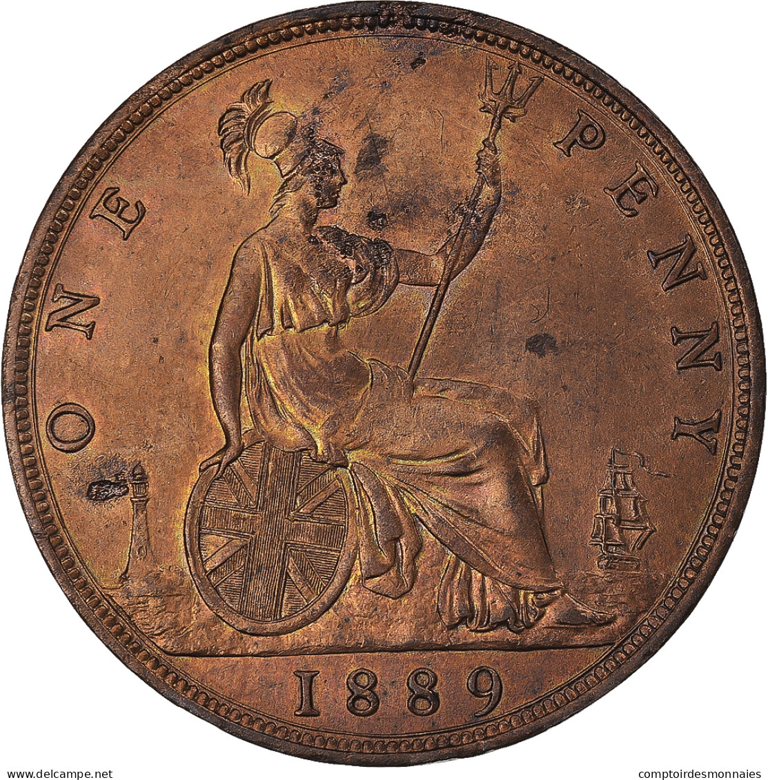 Monnaie, Grande-Bretagne, Victoria, Penny, 1889, TTB+, Bronze - D. 1 Penny