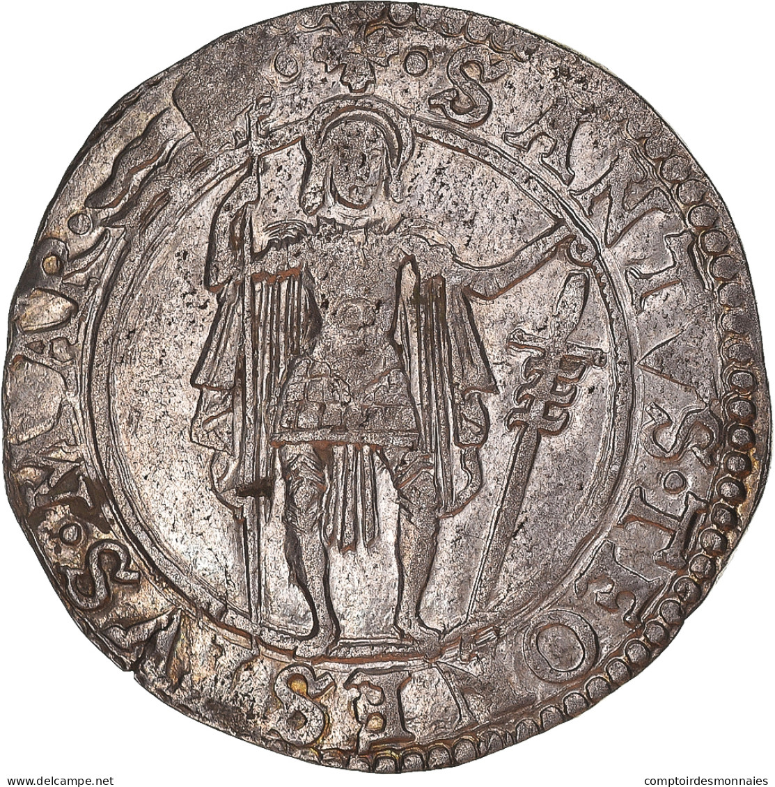 Monnaie, États Italiens, Messine, Pierluca II, Testone, 1528-1548, TTB, Argent - Feodale Munten