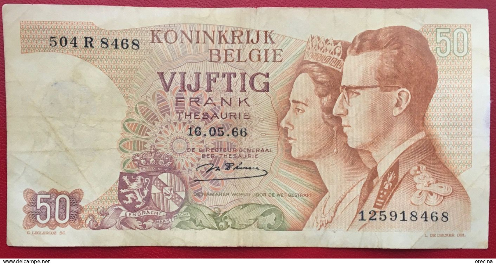 BELGIQUE 50 Francs 16 Mai 1966 P#139 F - 50 Francos