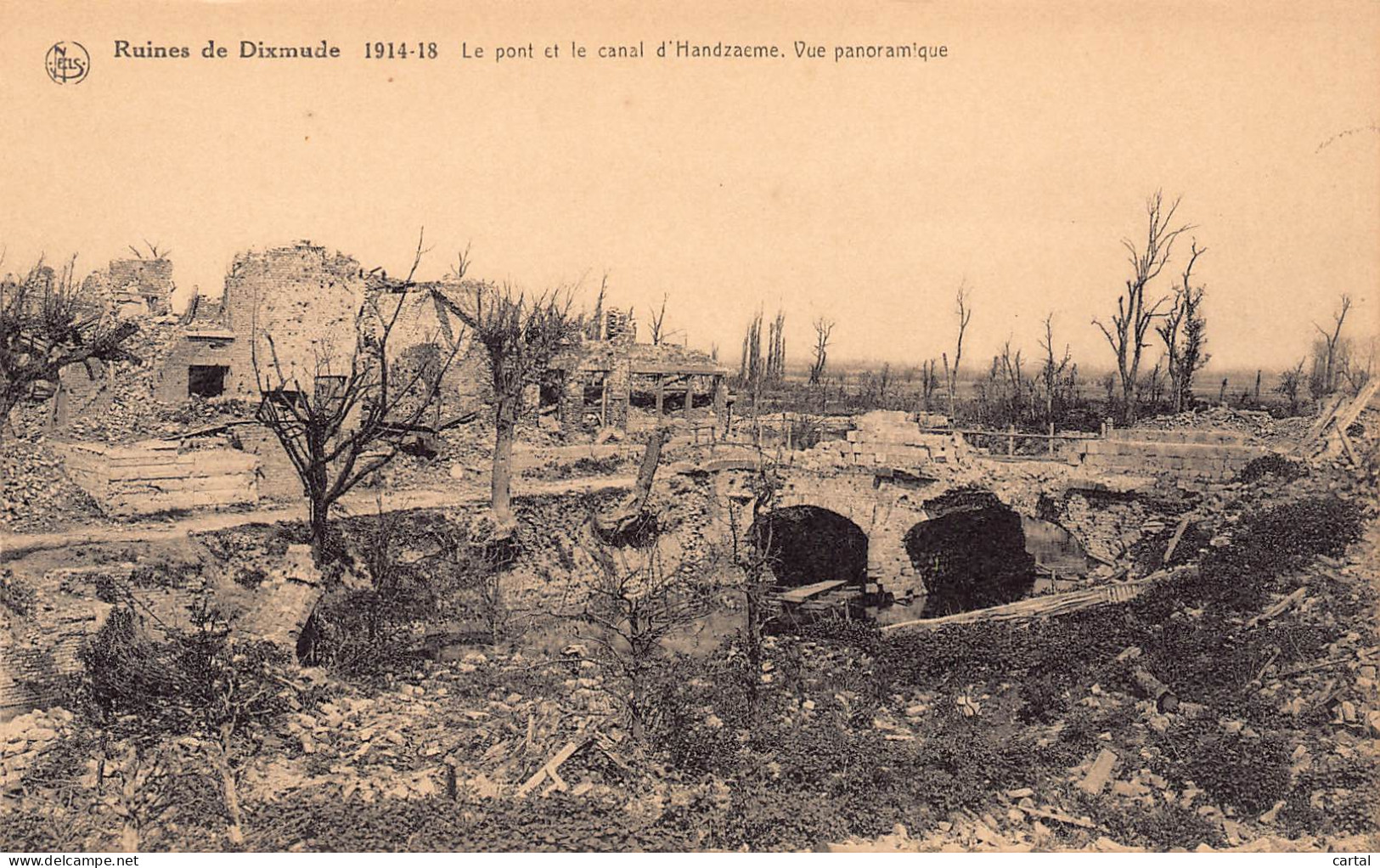 Ruines De DIXMUDE - 1914-18 - Le Pont Et Le Canal D'Handzaeme.  Vue Panoramique. - Diksmuide