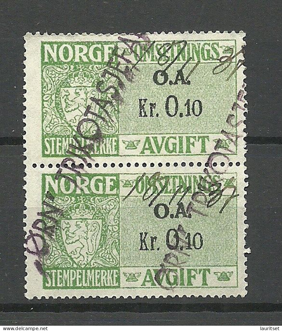 NORWAY O 1937 Stempelmarke Documentary Tax As Pair O - Fiscaux