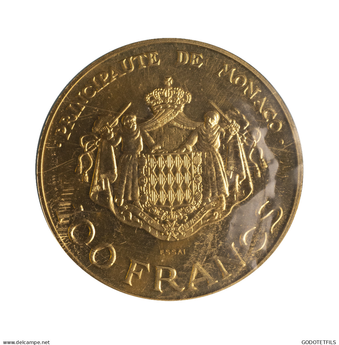 Monaco-100 Francs Or Essai Rainier III Et Albert 1982 Paris - 1960-2001 Nouveaux Francs