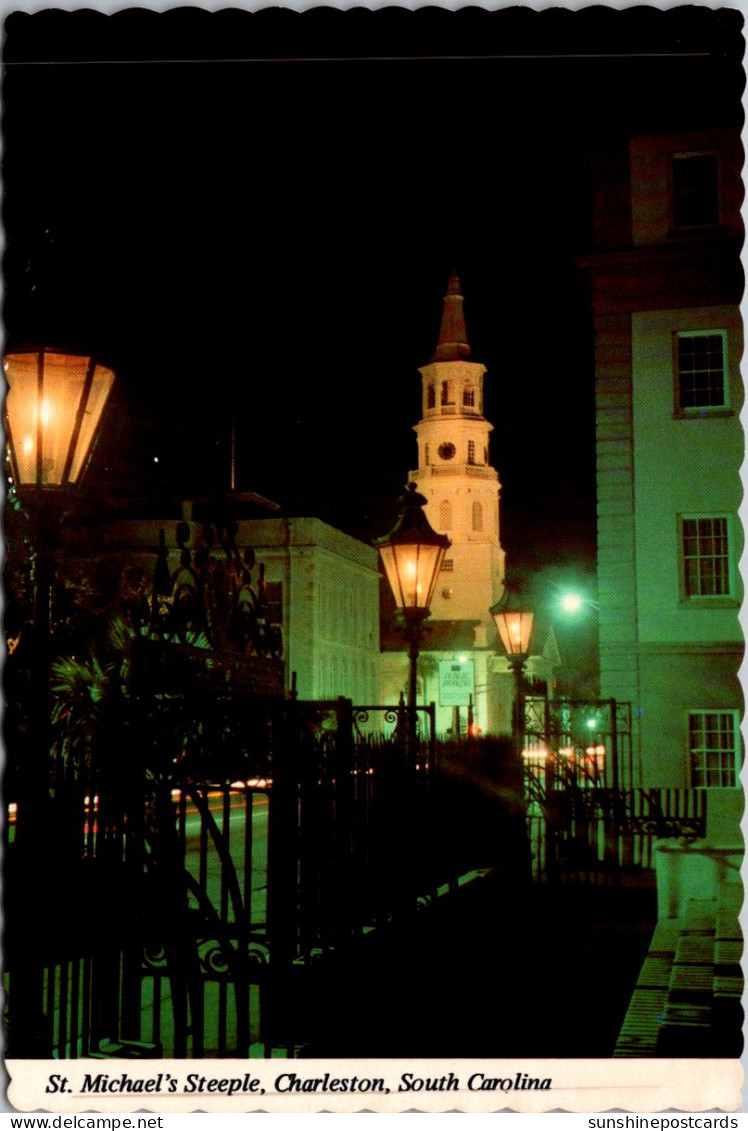 South Carolina St Michael's Steeple On Market Street - Charleston