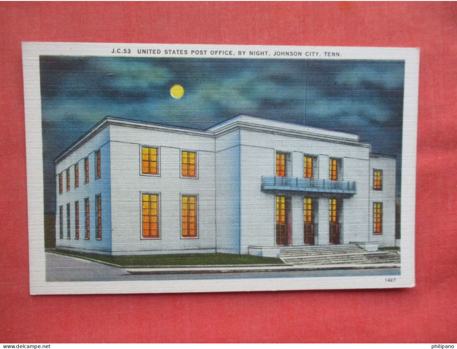 Night View. Post Office.   Johnson City Tennessee > Johnson City      ref 5975 - Johnson City