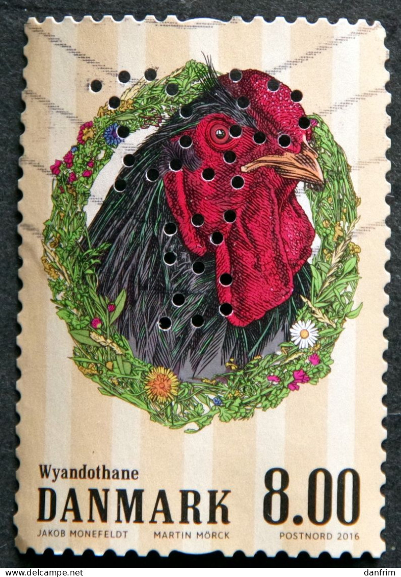 Denmark  2016 Rooster    MiNr.1870  (O) PERFIN  ( Lot  G 195) - Sonstige & Ohne Zuordnung
