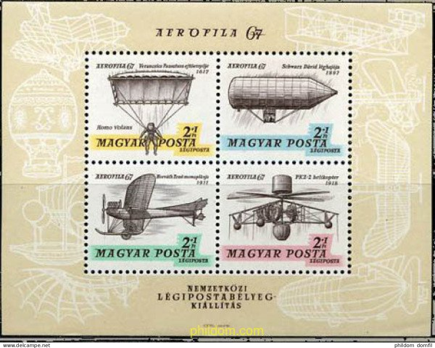 80329 MNH HUNGRIA 1967 PRECURSORES DEL PARACAIDISMO - Fallschirmspringen