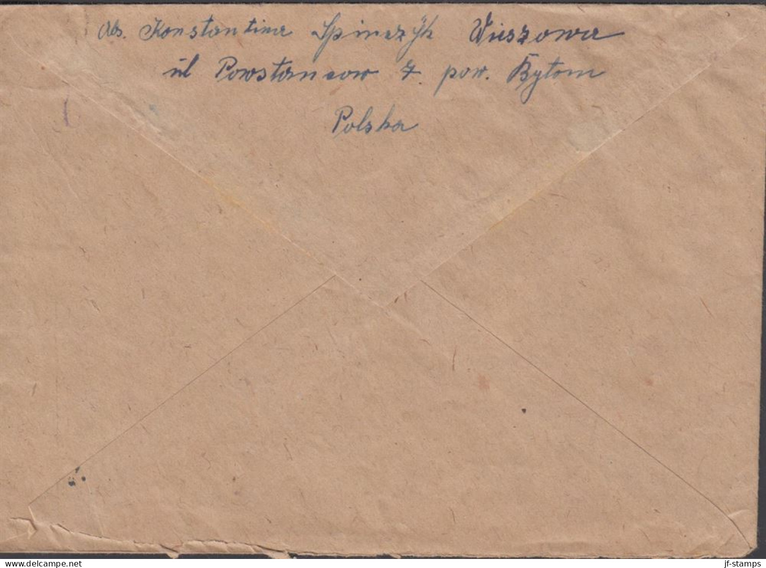 1946. POLSKA. 5 Zl. BEDZIN-ZAMEK In Pair On Cover To Frankfurt A. Main USA Occ. Zone In Germa... (Michel 441) - JF438544 - Regering In Londen(Ballingschap)