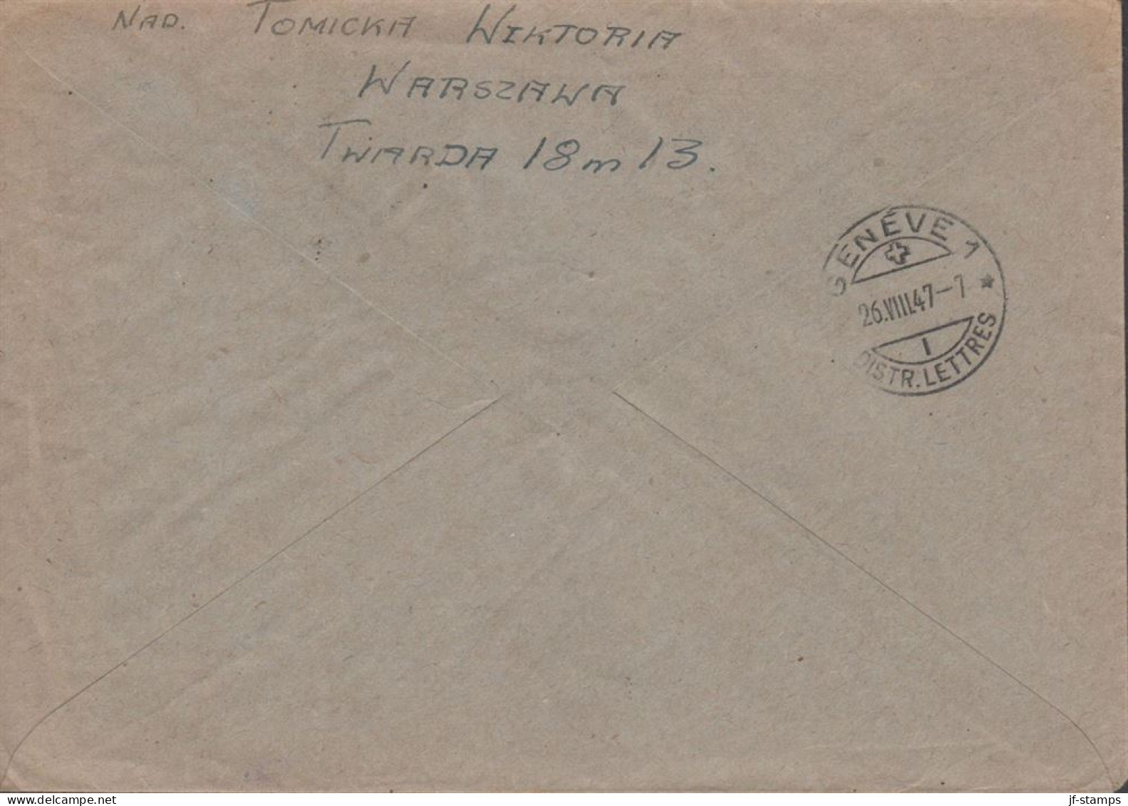 1947. POLSKA. 30 Zl. Douglas DC 3 LOTNICZA On Registered Cover To MIEDZYNARODOWY CZERWONY KRZ... (Michel 433) - JF438555 - Gouvernement De Londres (exil)