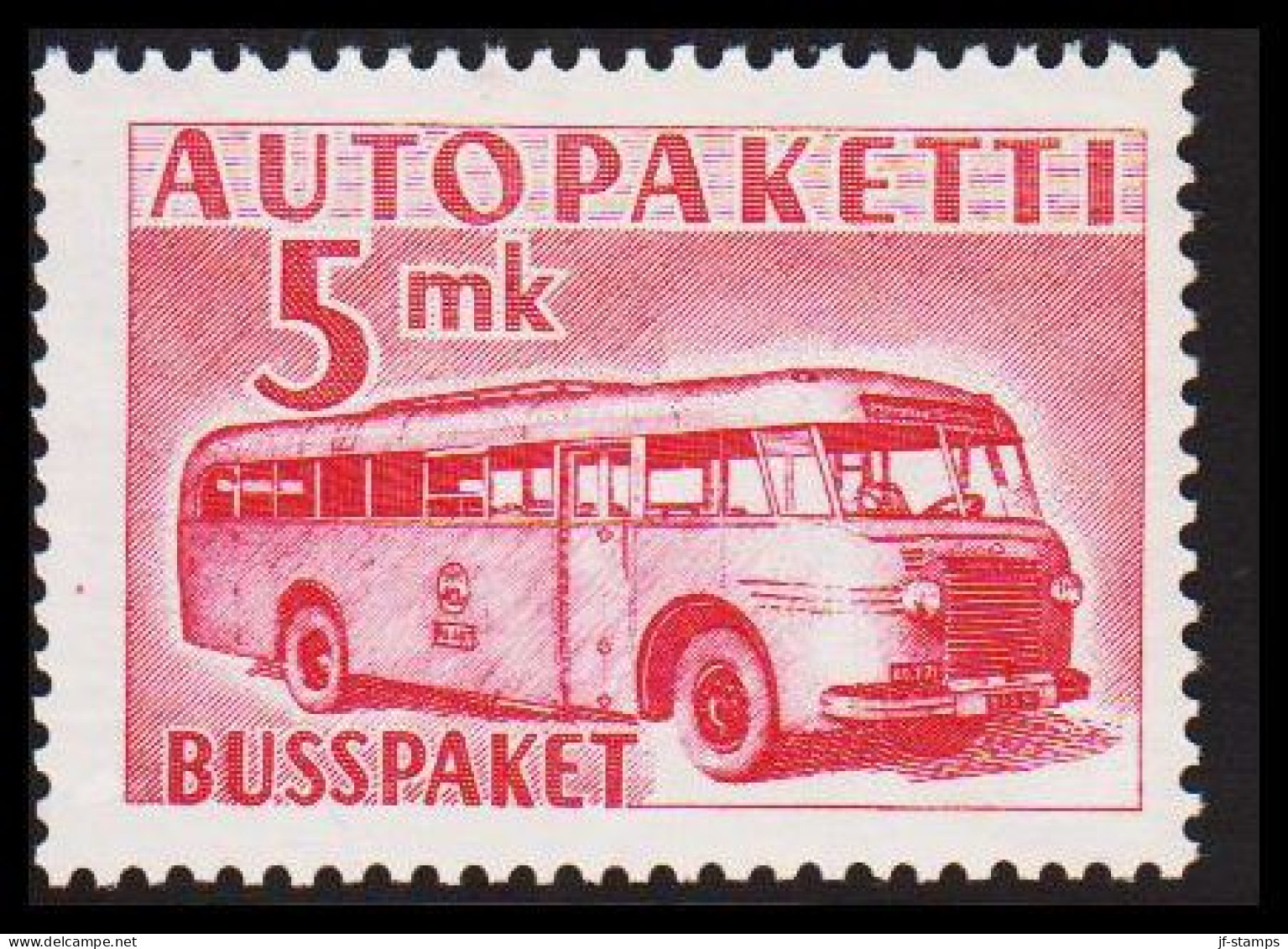 1952-1958. FINLAND. Mail Bus. 5 Mk. AUTOPAKETTI - BUSSPAKET Never Hinged  (Michel AP 6) - JF530665 - Bus Parcels / Colis Par Autobus / Pakjes Per Postbus