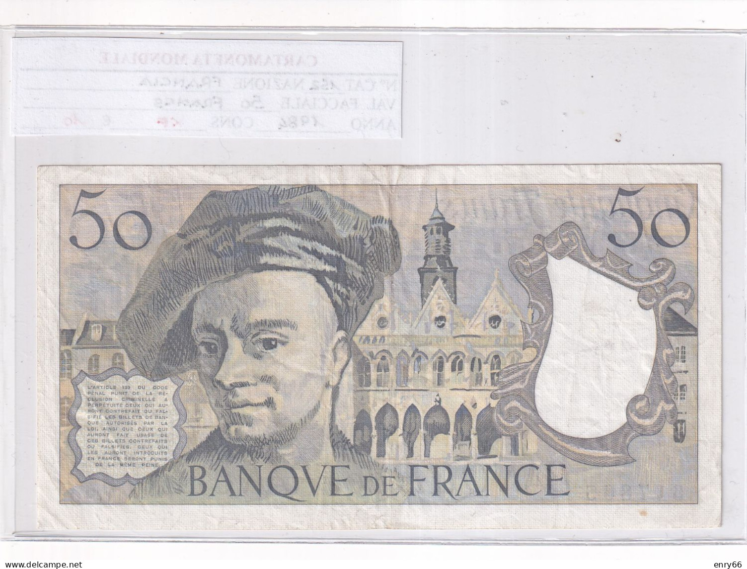 FRANCIA 50 FRANCS 1984 P 152 - 50 F 1976-1992 ''Quentin De La Tour''