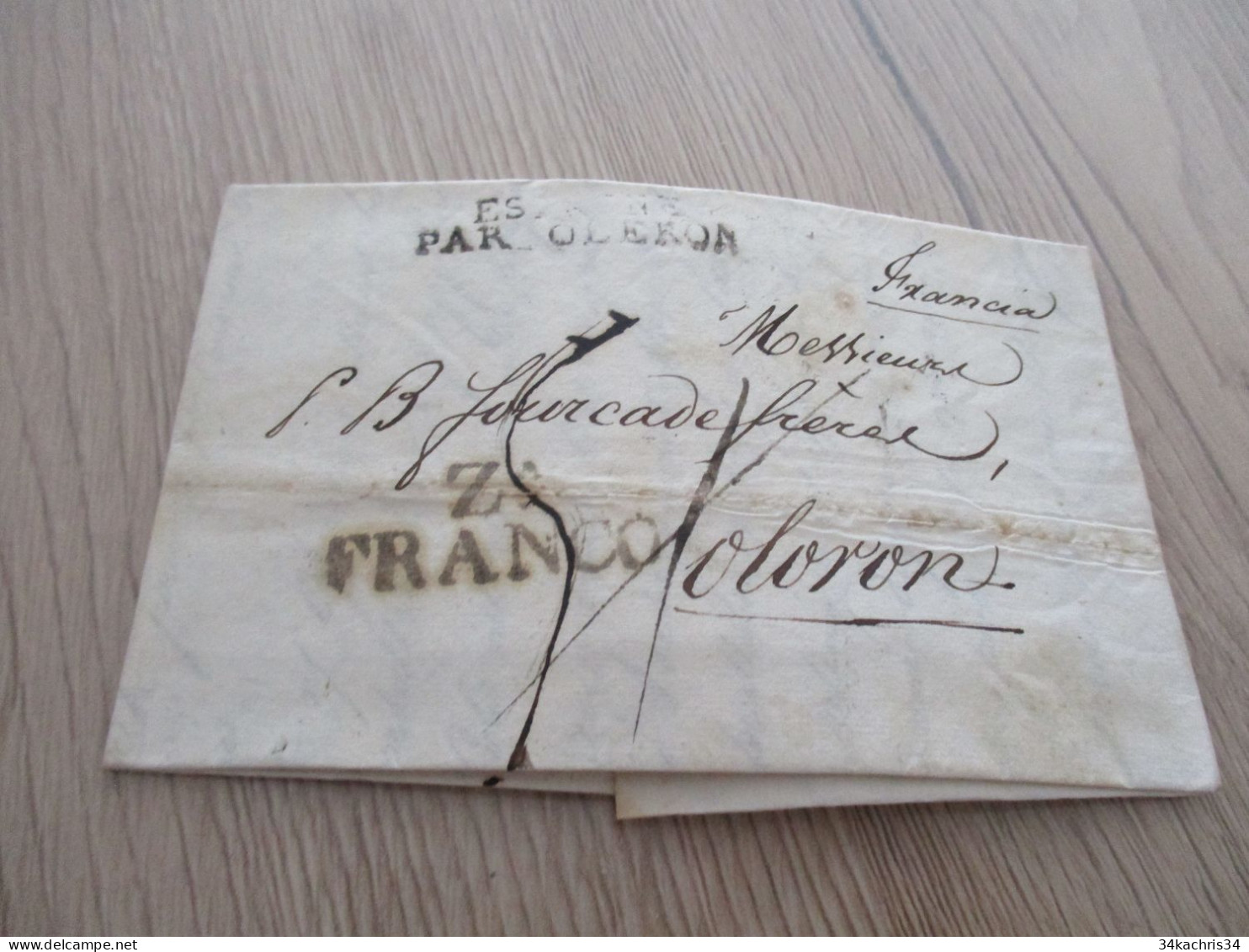 Collection Basses Pyrénées LETTRE Espagne Espana Par Oleron Oloron Franchise Zaragoza Saragosse 1824 - ...-1850 Préphilatélie