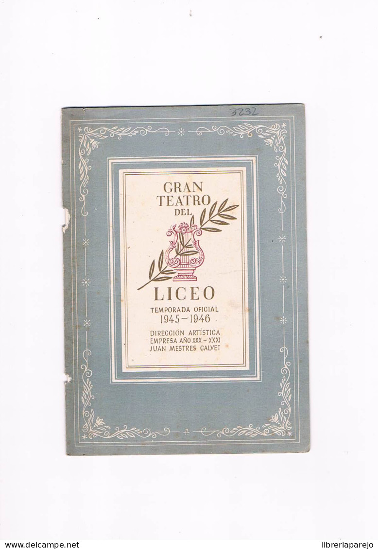 Libreto Rigoletto Gran Teatro Del Liceo Temporada Oficial Opera 1945 1946 - Programmes