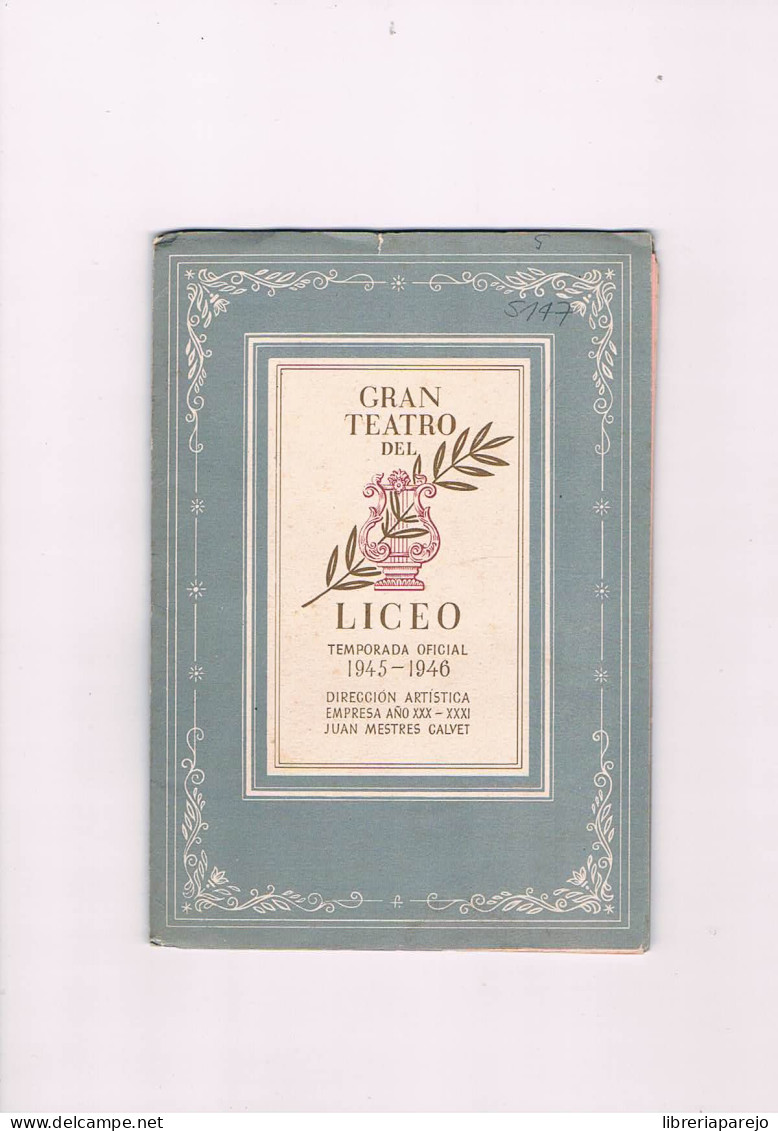 Libreto Madama Buterfly Gran Teatro Del Liceo Temporada Oficial 1945 1946 - Programmes