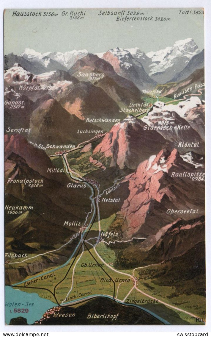 LITHO Panorama Glarnerland Niederurnen Oberurnen Näfels Mollis Netstal Glarus Mitlödi Schwanden Luchsingen ... - Luchsingen