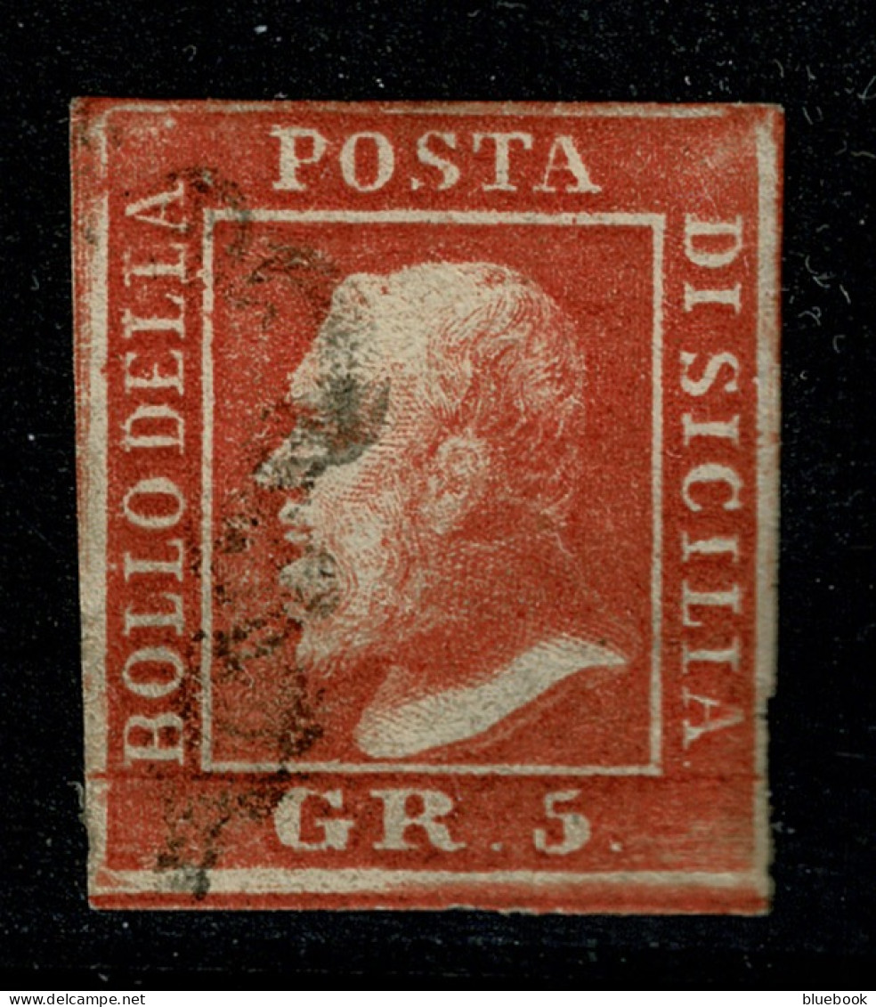 Ref 1601 - Sicily Italy - 1859 5gr Red - Good Used Stamp SG 4 - Cat £650+ - Sicilia