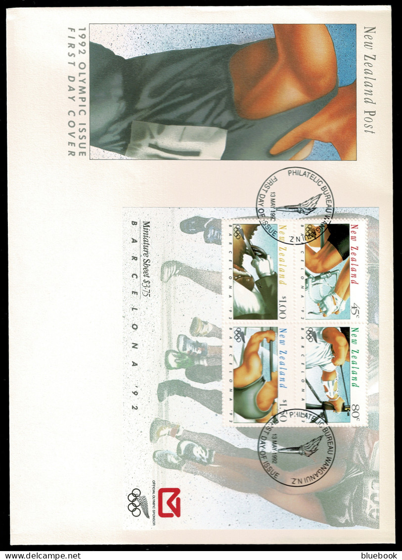 Ref 1601 - New Zealand 1992 Olympics Miniature Sheet FDC - FDC