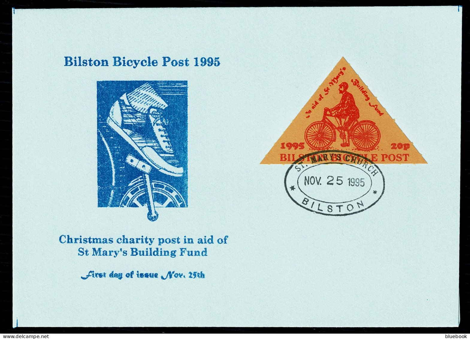 Ref 1601 - GB 1995 Bilston Bicycle Charity Post FDC - West Midlands - Triangle Stamp - Cinderellas
