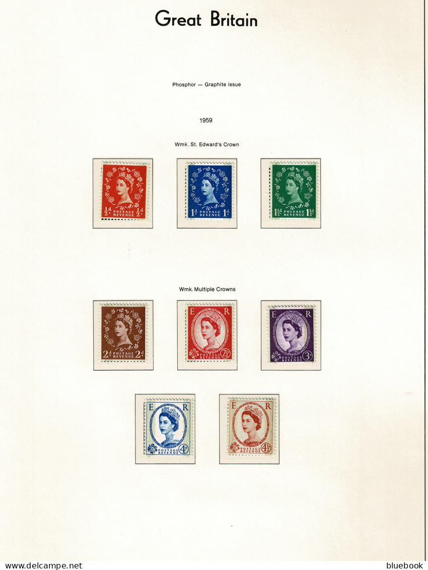 Ref 1602 - GB 1959 - Wildings Phosphor Graphite Set - MNH Stamps - Unused Stamps