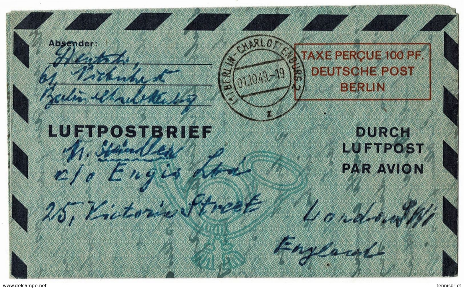 1949, Nr. LF 1 II, Mi. 100.- , # A 7122 - Postkarten - Gebraucht