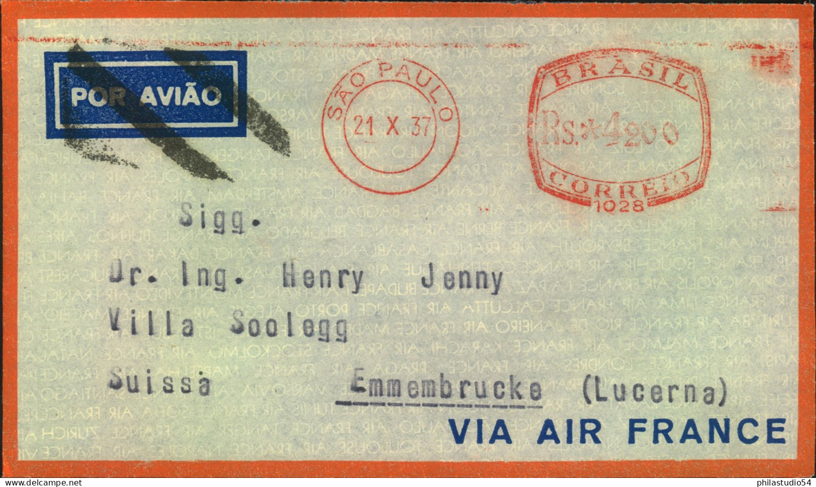 AIRMAIL INTERNATIONAL:1933/1942. 5 Covers - Lots & Kiloware (mixtures) - Max. 999 Stamps